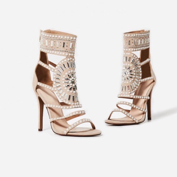 Solange embellish heel in nude faux suede - Picture 1 of 4